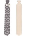 Bouillotte longue ? 72 cm ? 2000 ml ? housse grise motif flocon ? chauffe - dos