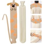 Bouillotte peluche, bouillotte eau chaude longue, 2 litres 72x12 cm bouillotte en caoutchouc avec couvercle, ...