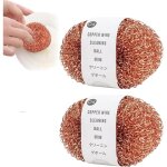 Boules de nettoyage en fil de cuivre, lot de 2, rutilisables, pour nettoyer la vaisselle, les casseroles ...