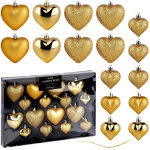 Boules de noel incassables coeurs or 6545 cm 16 pcs