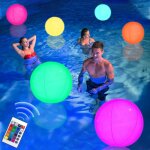 Boules de piscine gonflables � led, diam�tre 40 cm, �clairage flottant, �tanche, avec t�l�commande, pour ...