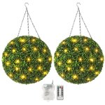 Boule topiaire de 40 cm en plante artificielle, plante topiaire illumin�e avec 8 modes, 30 lumi�res led, ...