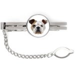 Bouledogue anglais, bulldog - pince � cravate g�om�trique avec photo et inscription art - dog