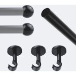 Boulet - kit de tringle  rideaux noir mat 250cm diam. 20mm embout boule - fixation plafond