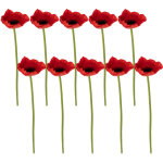 Bouquets de 10 tiges de 28 cm (11 pouces) de coquelicots rouges artificiels, multicolores, en polyur�thane, ...