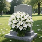 Bouquet artificiel de 60 pi�ces pour cimeti�re ext�rieur compos� de 40 gypsophiles et 20 arums, pour ...