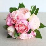 Bouquet de pivoines 32 cm - fleurs artificielles en soie - 9 fleurs (rose clair) - ahlsen