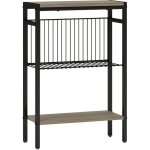 Homcom - bout de canap� design 2 �tag�res effet bois gris clair acier noir dim. 43 x 18 x 62, 5 cm