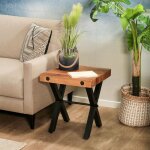 Bout de canap� industriel en bois recycl� calgary