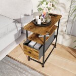 Bout de canap� - table d'appoint - 1 tiroirs - 60x30x62cm - avec multiprise int�gr�e - design moderne ...
