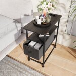 Bout de canap� - table d'appoint - 1 tiroirs - 60x30x62cm - avec multiprise int�gr�e - design moderne ...