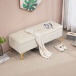 Bout de lit coffre caché rembourré moderne 120x44x44. 5cm multifonction pouf tissu pour salon chambre ... Bout de lit coffre caché rembourré moderne 120x44x44. 5cm multifonction pouf tissu pour salon chambre ...