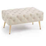 Bout de lit en velours capitonn� 80 cm madrid beige