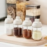 Bouteille d'assaisonnement transparente anti, pot � �pices herm�tique, r�cipient de stockage de sucre, ...