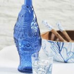 Bouteille carafe verre poisson bleu 12x33cm