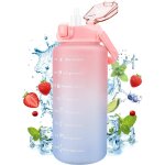 Bouteille d?eau 2000ml - gourde motivationnelle rose sans bpa avec paille et marqueur de temps pour sport, ...