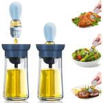 Bouteille d'huile de 180 ml avec brosse, bouteille d'huile 2 en 1, bouteilles d'huile en verre avec brosse ...