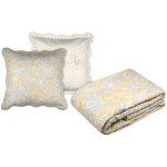 Boutis nerya moutarde avec 2 taies assorties 220 x 240 cm