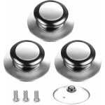 Basetbl - boutons de couvercle, 3 pices pour poignes de casseroles en verre et en acier inoxydable, ...