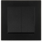 Bouton poussoir double lumi�re noir m�tallis� 10a 250v avec cadre simple s�rie karell exen