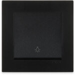 Bouton poussoir lumiere noir m�tallis� 10a 250v avec cadre simple s�rie karell exen