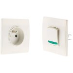 Bouton poussoir avec voyant et prise 2p + t 16a - blanc - zenitech