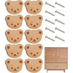 Boutons de tiroir bois ours, lot de 10 poign�e commode oursons, boutons de portes pour placards animaux, ...