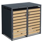 Box pour poubelles cache poubelles box avec 2 portes anthracite decor en bois Box pour poubelles cache poubelles box avec 2 portes anthracite decor en bois