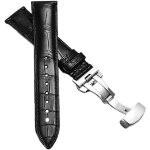 Bracelets de montre en cuir grain� alligator, largeur au choix : 18 mm, 20 mm, 21 mm, 22 mm (noir). . ...