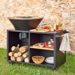 Brasero de cuisson �80cm avec grille de cuisson. espace de rangement et couvercle. l 138 x p 82 x h 114 ...