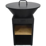 Brasero de cuisson �81. 5cm avec grille de cuisson. espace de rangement et couvercle noir