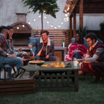 Brasero ext�rieur 3 en 1 pour jardin 81x81x50cm avec grille porte - b�ches gril pour barbecue tisonnier ...