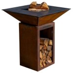 Brasero plancha en acier corten ? barbecue exterieur avec rangement bûches ? design jardin terrasse ? ... Brasero plancha en acier corten ? barbecue exterieur avec rangement bûches ? design jardin terrasse ? ...
