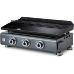 Plancha gaz silvia ii g 3 feux gun metal surface cuisson 67 x 34 cm - 3 brleurs - plaque fonte - grille ...