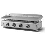 Brasero - plancha silvia evo 4 feux brasero - plaque inox de 84 x 34 cm - 4 br�leurs - grille de r�chauffement ...