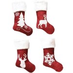 Breloques pour bas de no�l, grand motif de cerf, bas d�coratifs, sacs cadeaux pour bas, paquet de quatre ...