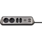 Style - bloc multiprises avec 4 prises (socle en acier inoxydable pour la cuisine et le bureau, avec ...