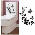 Bricolage papillon fleur salle de bains d�coration de la maison stickers muraux d�coratif toilette autocollant ...
