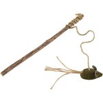Bricoline - canne  pche souris pour chat avec herbe  chat naturel 25 cm