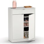 Briebe domus briebe meuble  chaussures entre, meuble rangement 2 portes tiroir 101x75x36cm blanc