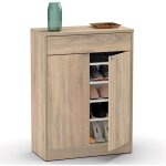 Briebe - domus meuble  chaussures entre, meuble rangement 2 portes tiroir 101x75x36cm bois