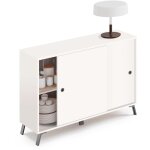 Briebe - lys buffet salle a manger, meuble de rangement, 2 portes coulissantes 87x120x40 cm blanc