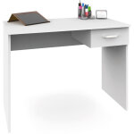 Briebe - prakt bureau, table informatique, 75x90x50cm, 1 tiroir, poste de travail, chambre blanc