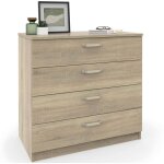 Briebe prakt commode chambre, chiffonnier meuble de rangement avec 4 tiroirs, 78x74x40 cm bois