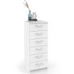 Briebe prakt commode chambre, chiffonnier meuble de rangement avec 6 tiroirs, 110x40x40 cm blanc