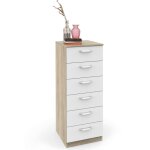 Briebe prakt commode chambre, chiffonnier meuble de rangement avec 6 tiroirs, 110x40x40 cm blanc