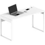 Briebe - smuk bureau, table informatique bureau, pieds en mtal 76x135x60cm, usb intgr blanc