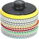 Tampons de polissage diamants humides de 4 pouces, 11 pices, disque de meulage + 1 support pour granit, ...