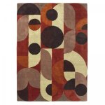 Brink&campman - tapis salon et chambre en laine 140x200 rouge et orange fait � la main