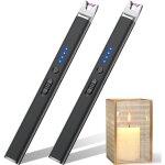 Briquets � bougie, lot de 2, coupe - vent, sans flamme, avec indicateur de charge led et interrupteur ...